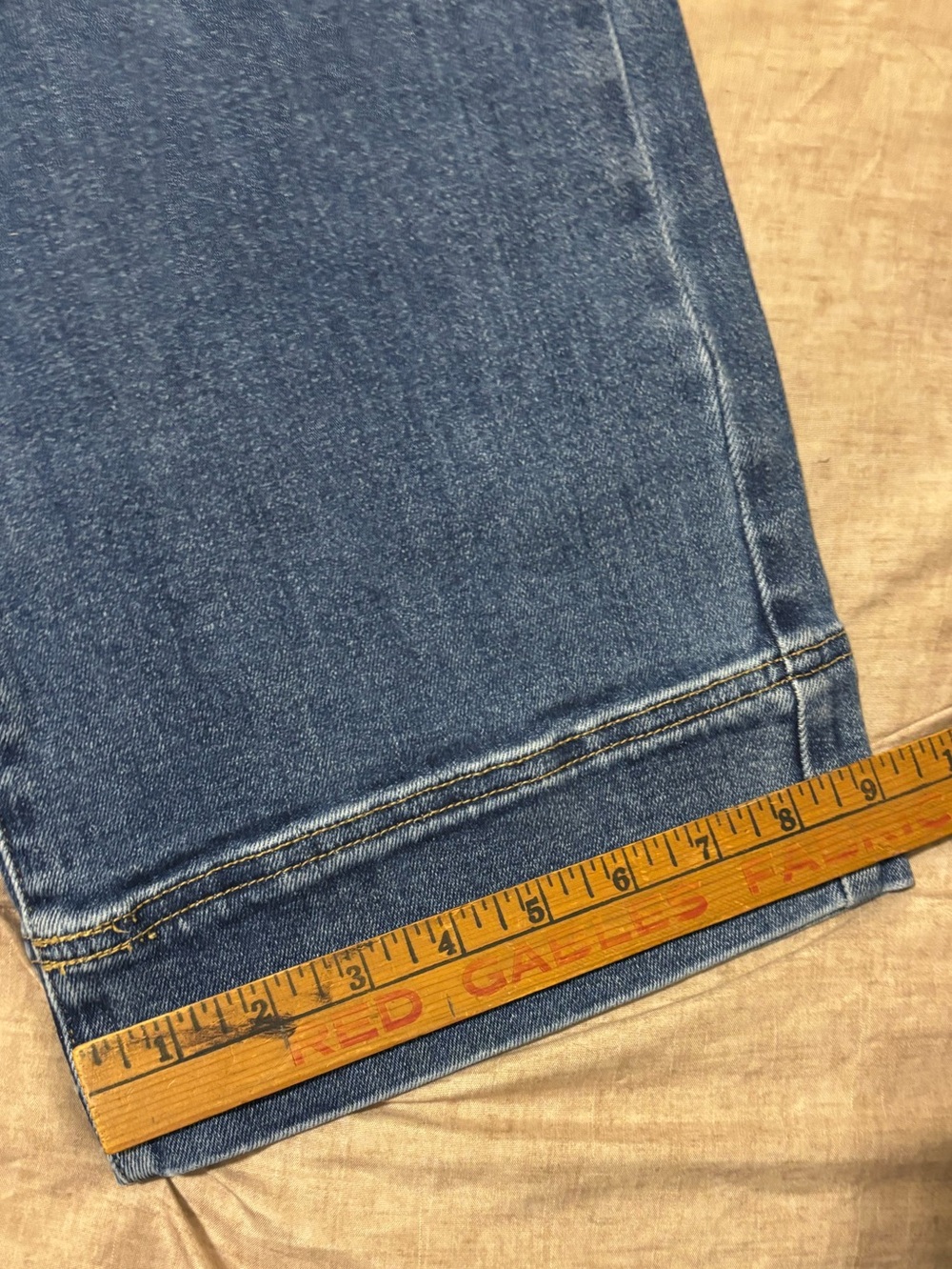 Risen Hi Rise Wide Leg Crop Stretch Jeans in Dark Denim Blue Wash Retro - Picture 9 of 9